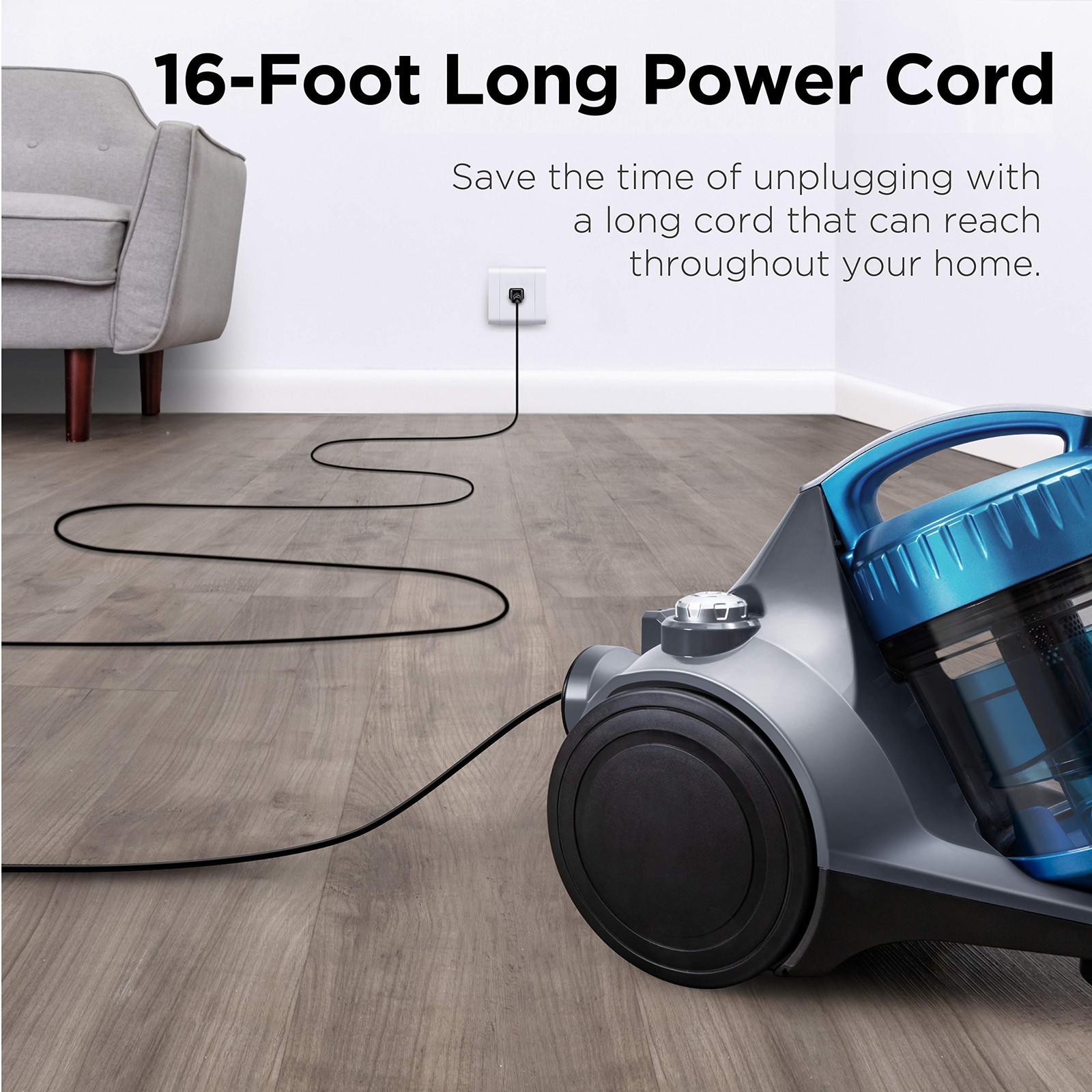 WhirlWind Bagless Canister Vacuum 2.5L, Lightweight for Carpets & Hard Floors