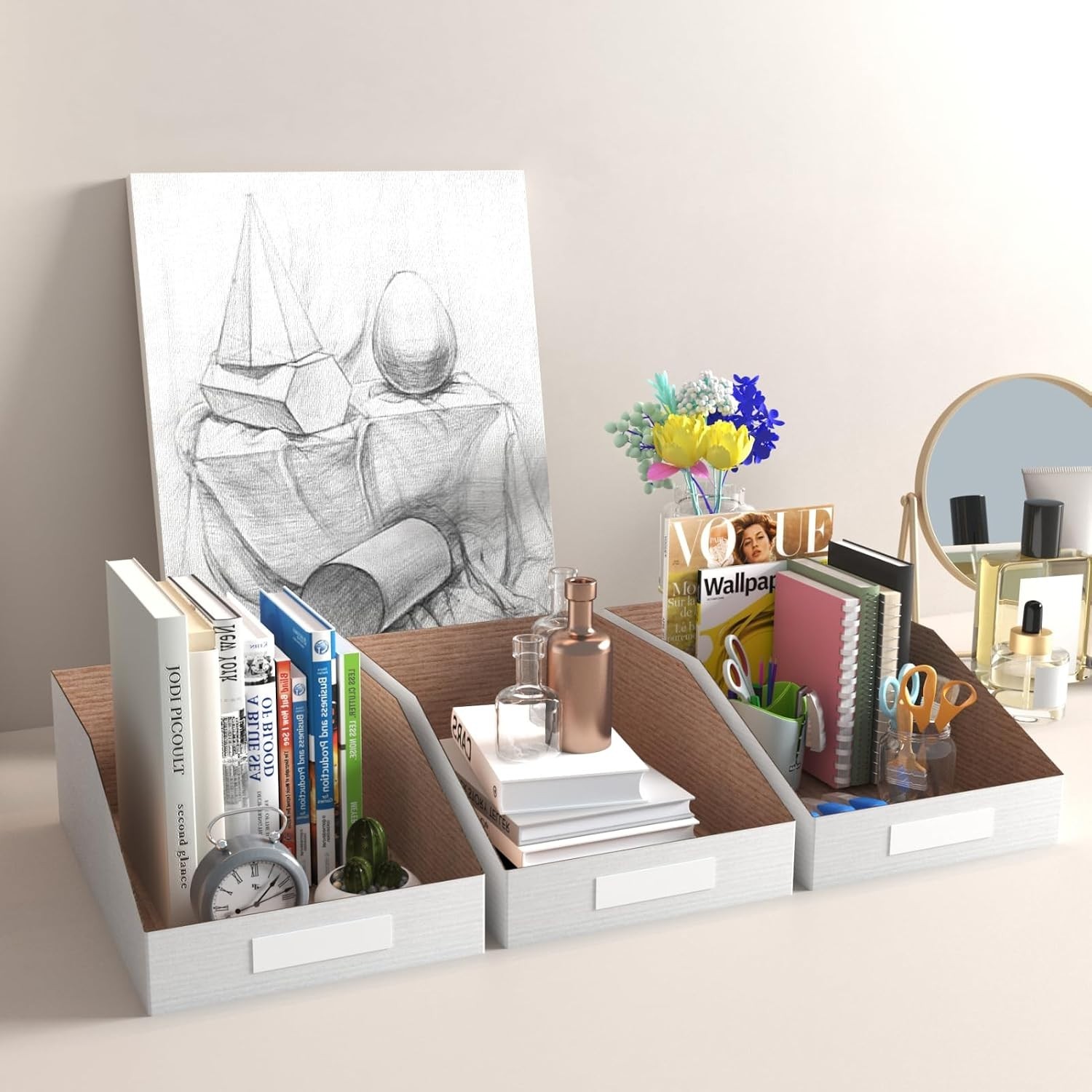 Versatile White Cardboard Storage Boxes 12x8x4.5 Inches – 35 Pack for Organizing