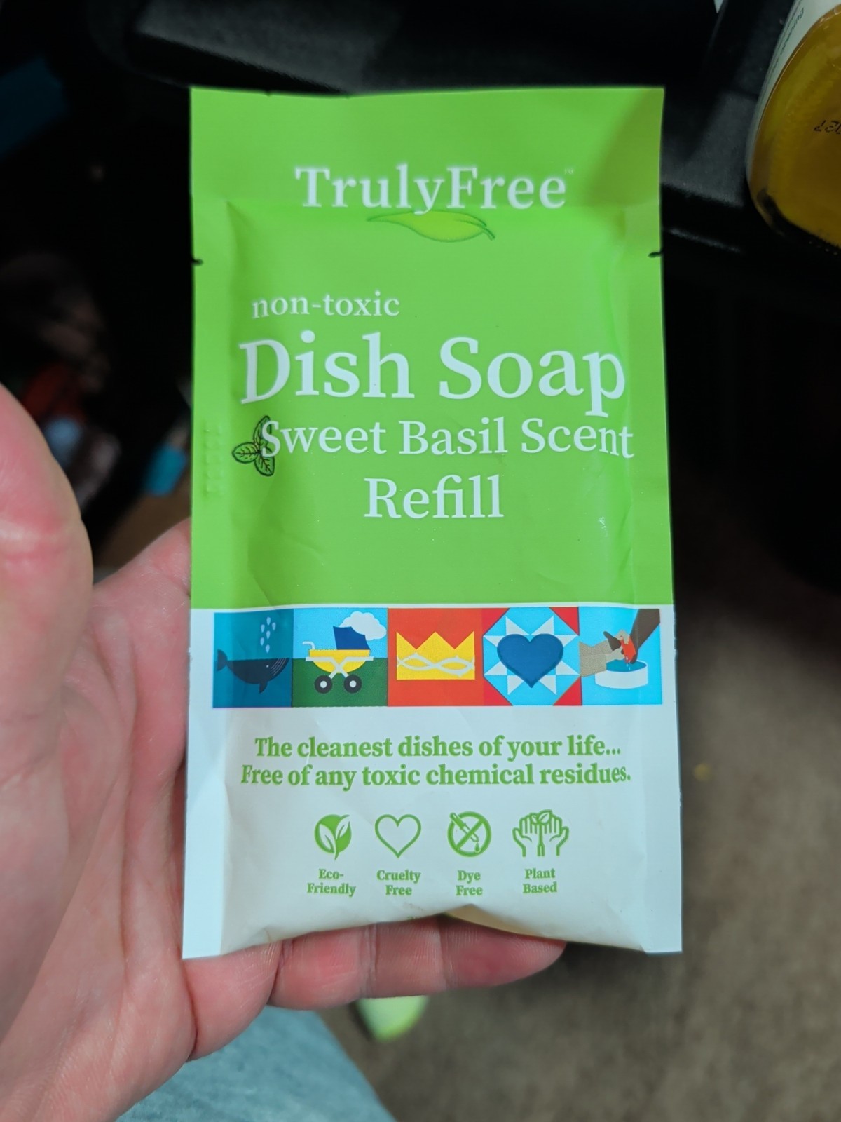 Truly Free Non Toxic Dish Soap Sweet Basil Refill & 12.5 Oz Dishwasher Soap