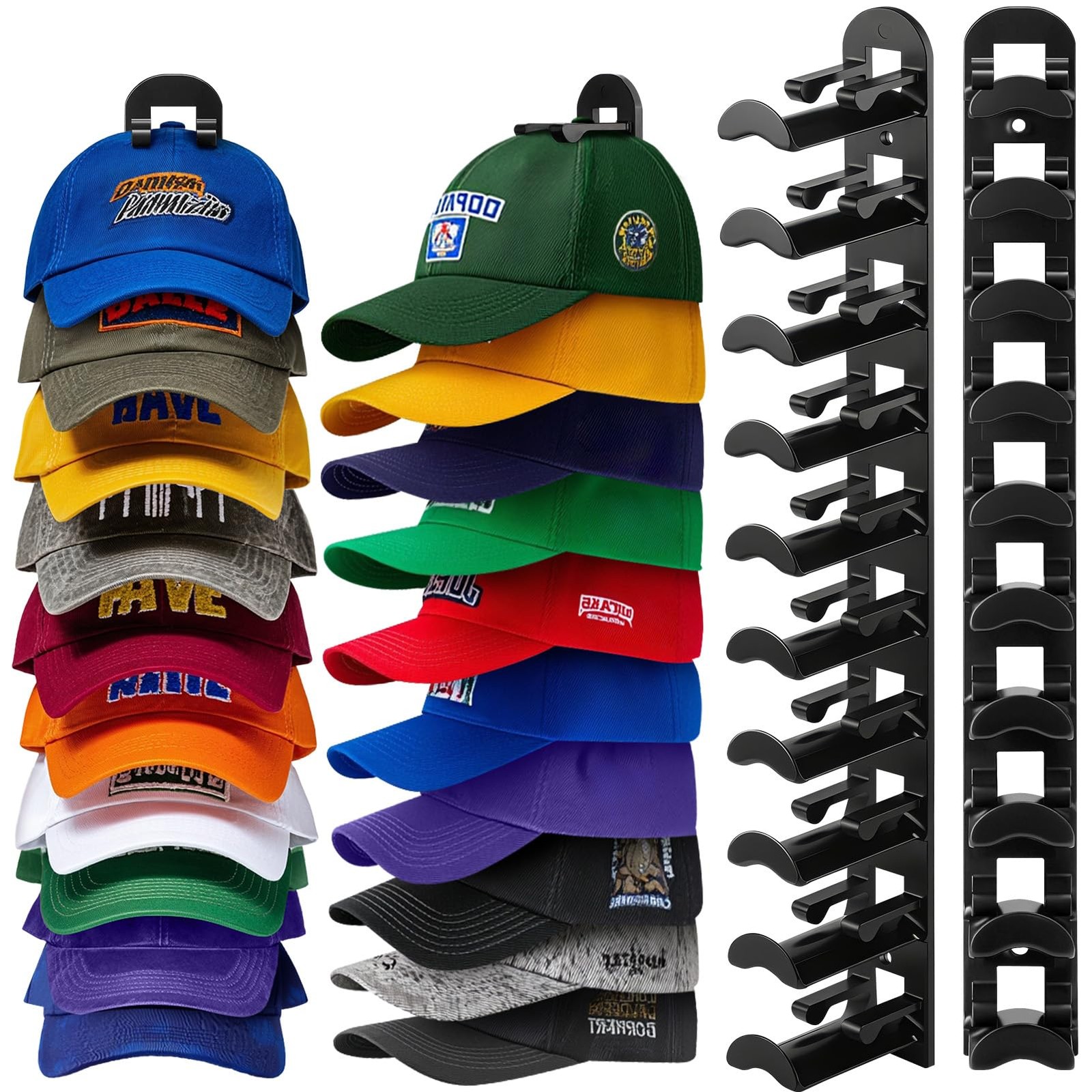 Hat Hook for Wall, 2 Pack Hat Organizer Hold up to 20 Hats,Hat Holder with