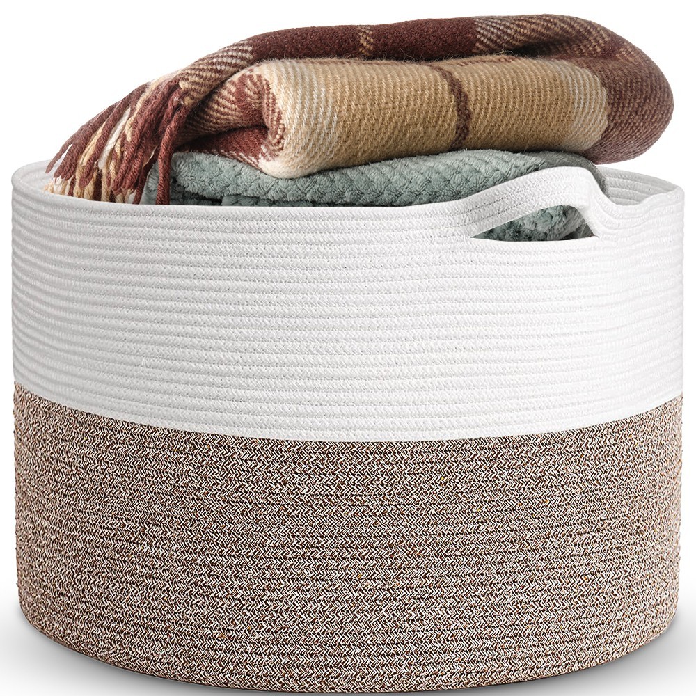Large Blanket Basket 22 x 14″Big Cotton Rope basket Kids Toy& Living Room Basket