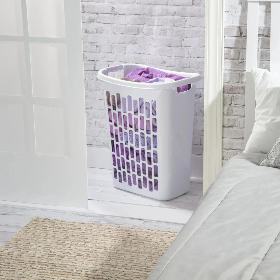 Mainstays Rectangular Open Laundry Hamper, Plastic White FAST SHIPPING USA..