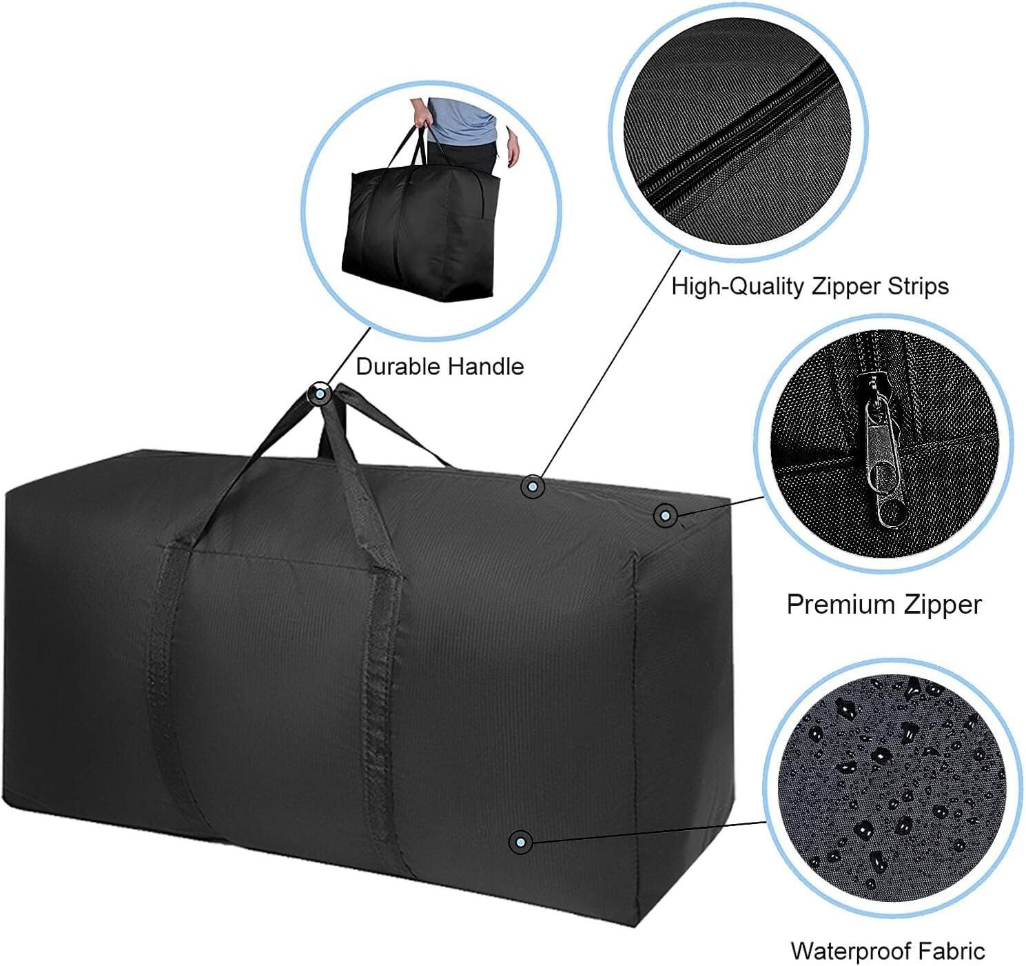 1 or 2 Extra Large Moving Bags with Strong Zippers Carrying Handles Storage Bags