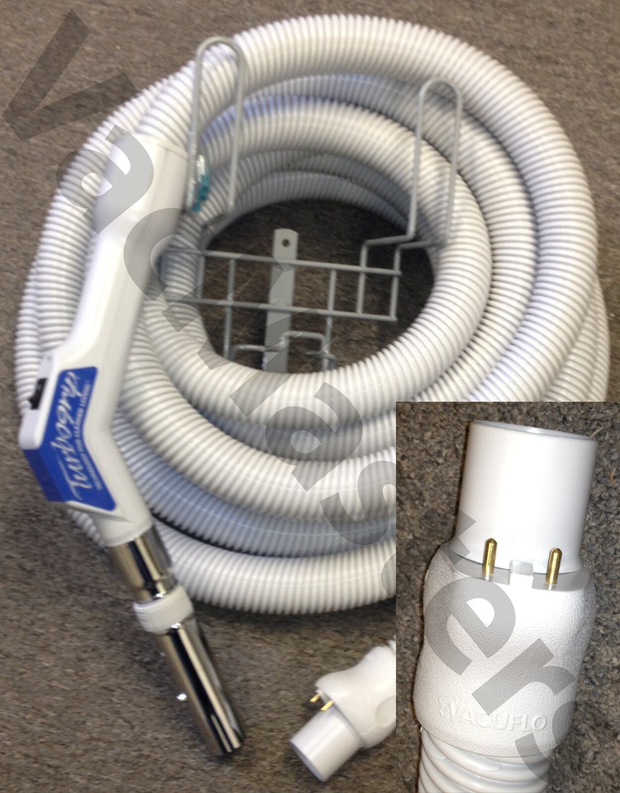 Genuine Vacuflo 35′ Turbogrip Low Voltage Central Vacuum Hose w/ Rack 7352-35