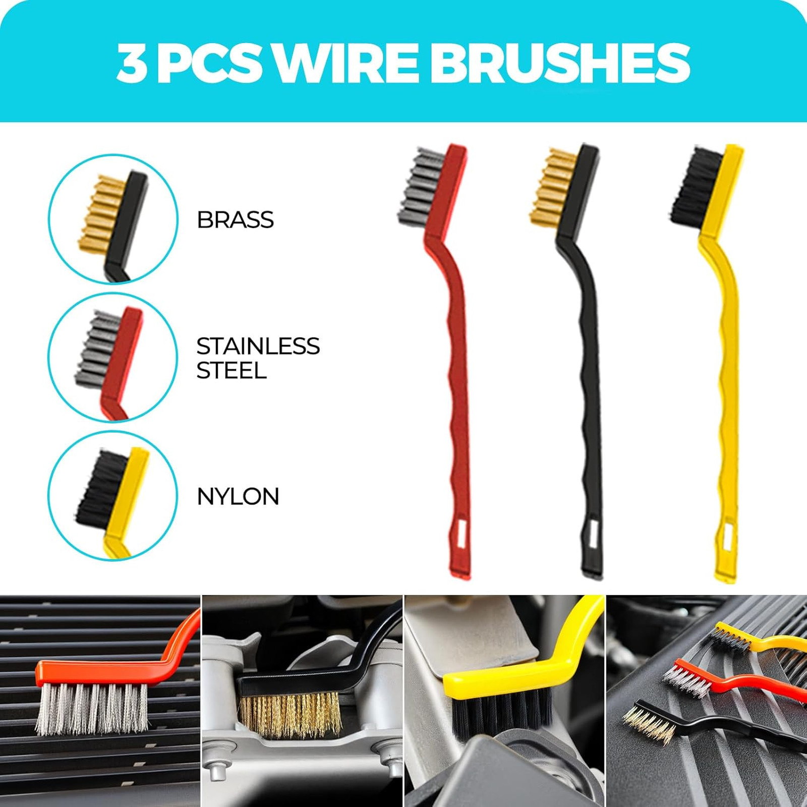 Car Detailing Brushes Microfiber Car Wash Kit Extendable Handle Interior