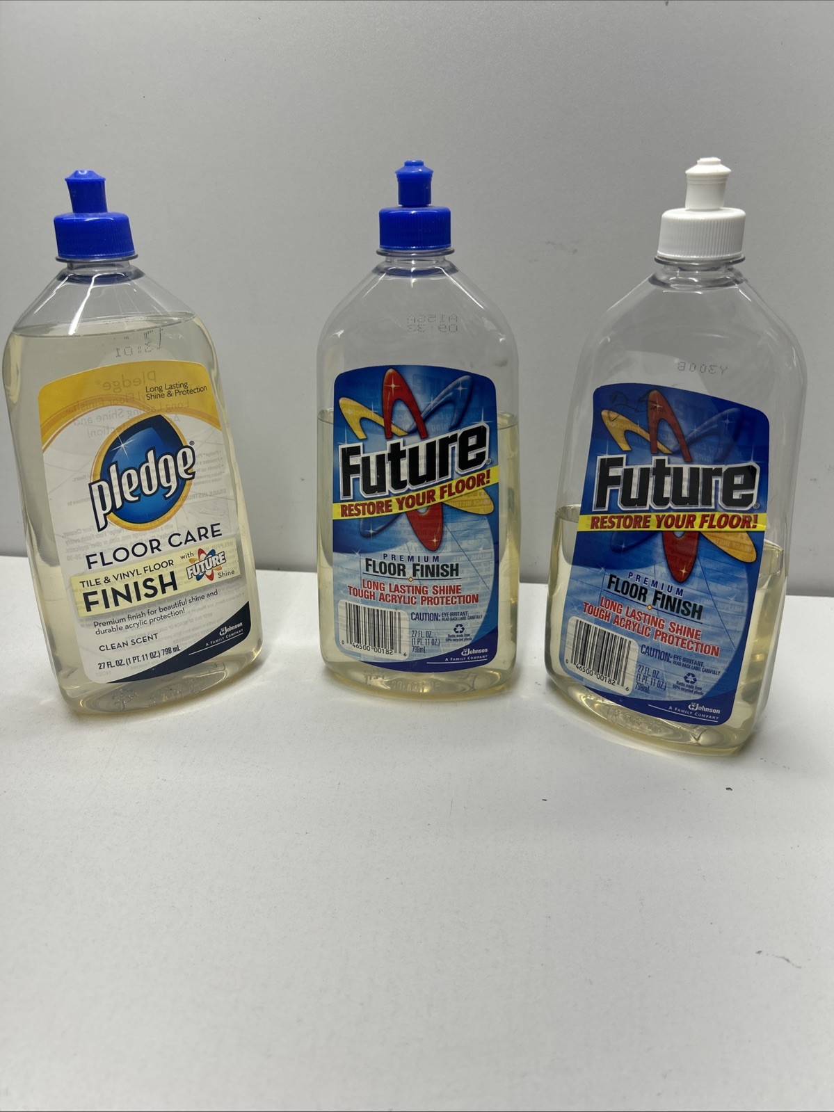 (3) SC Johnson Pledge Future Shine Acrylic Floor Finish Polish Over 2 Full