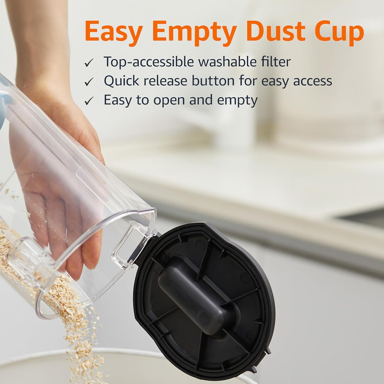 Upright bagless vacuum cleaner for carpets and hard floors