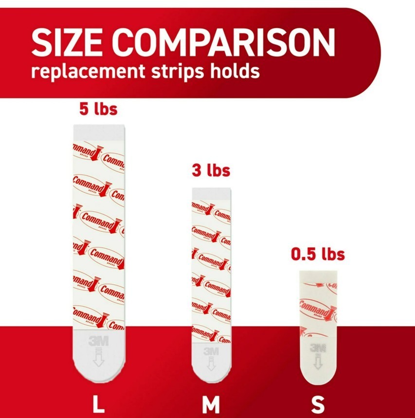 Command Damage-Free Adhesive Strips – Double Pack (8 Small, 4 Medium, 4 Large pe