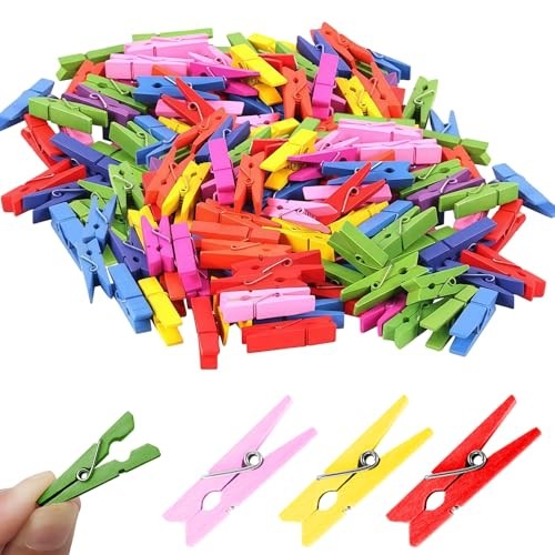 1.35 Inch Mini Clothes Pins for Photo – Colorful Small Clothes Pins – 100 Pcs