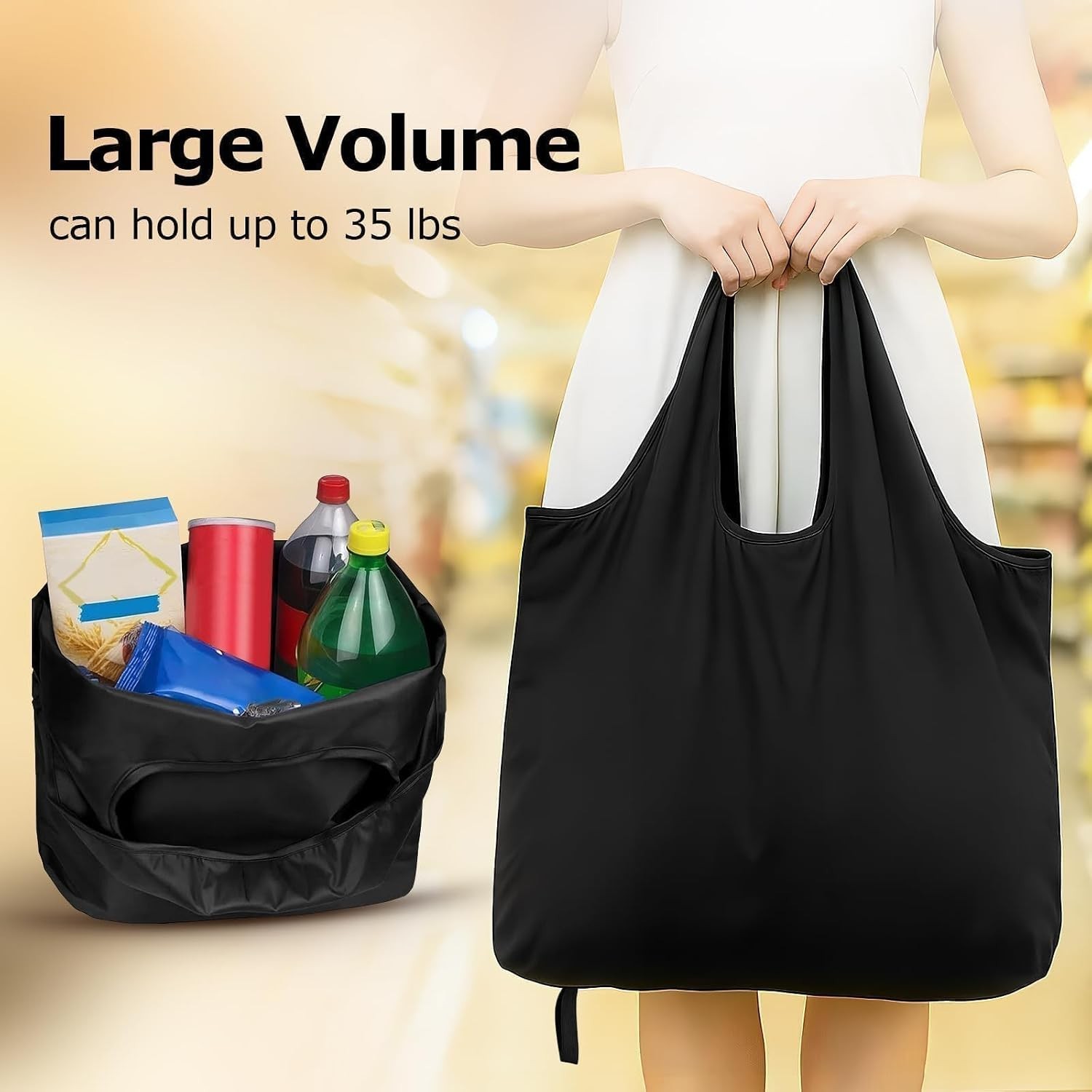 Durable Water-Resistant Tote Bag: 35lb Capacity for Shopping & Outdoor Fun