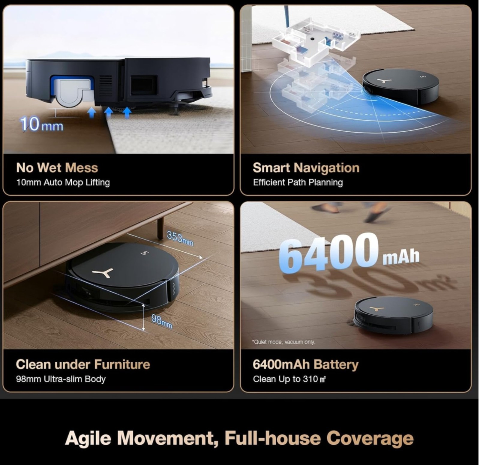 ECOVACS DEEBOT X8 PRO OMNI Robot Vacuum and Mop, 18000Pa, Self-Emptying, Black