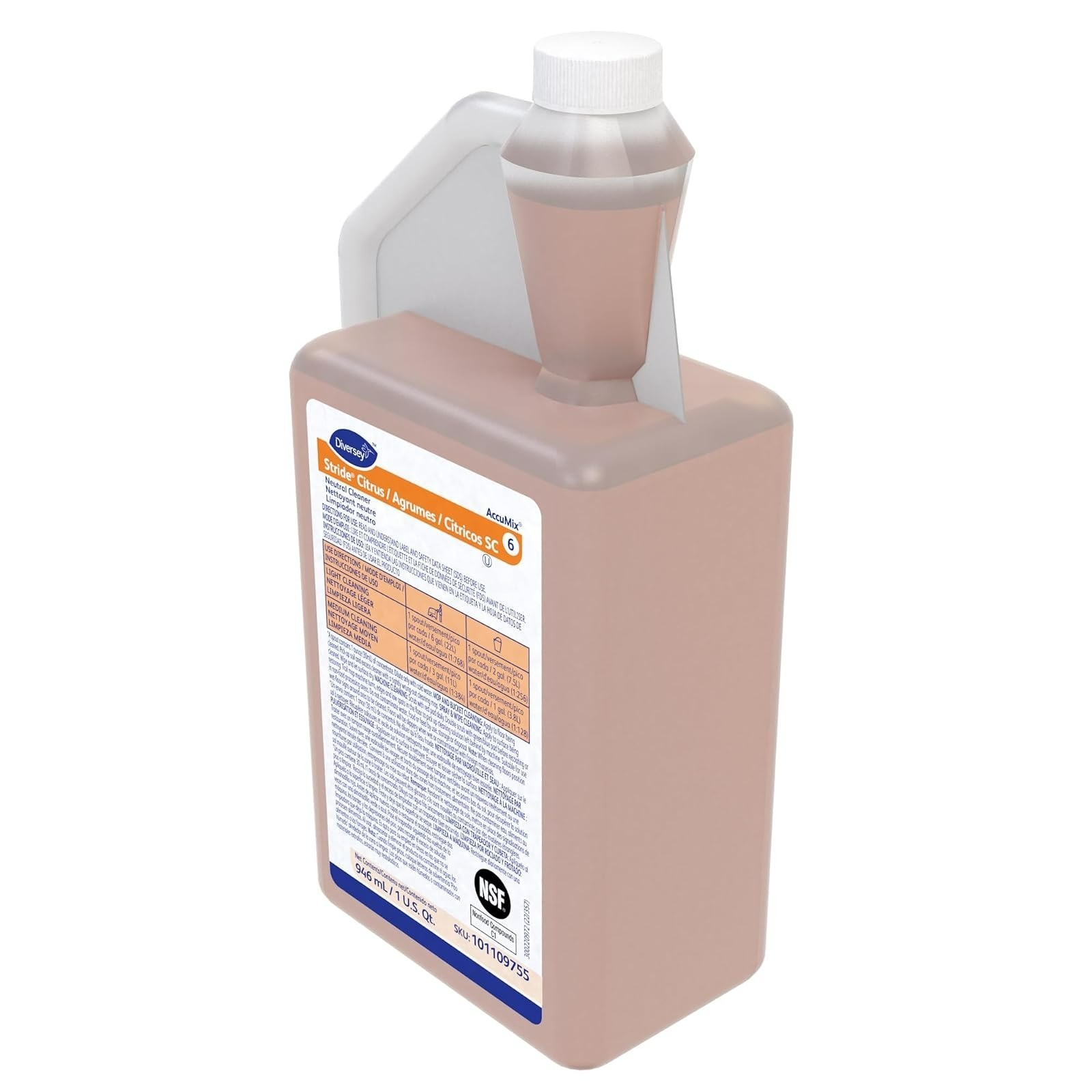 Diversey Stride Citrus Neutral Cleaner 32 fl oz | Low Foam, No Rinse