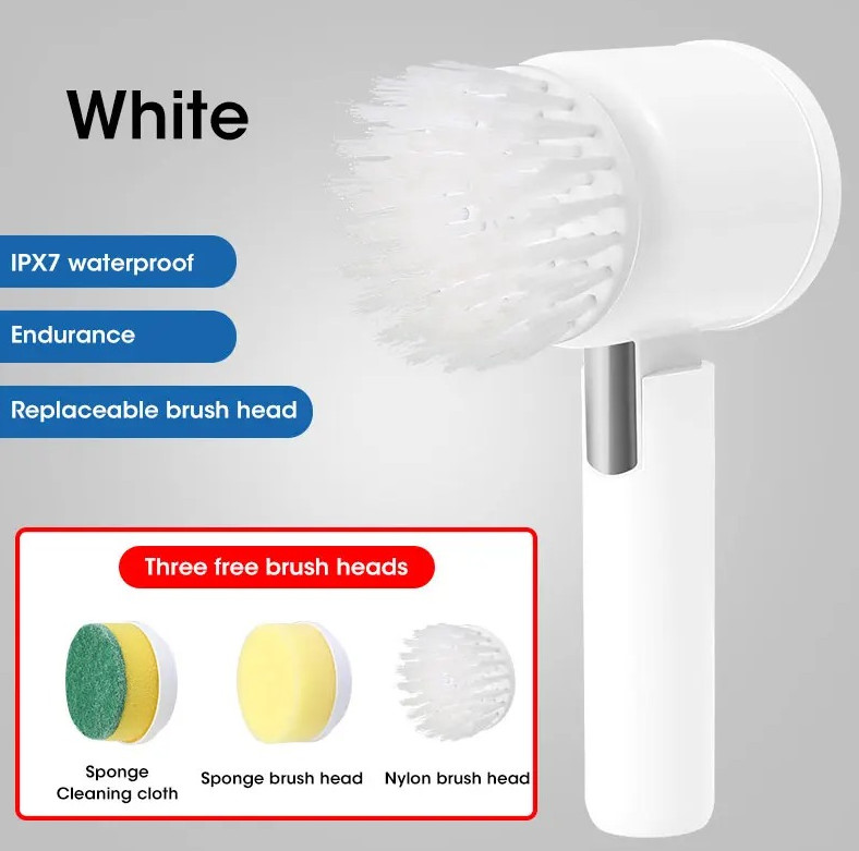 1pcs Electric Spin Scrubber – Cordless Cleaning Brush with 5 Replaceable Heads