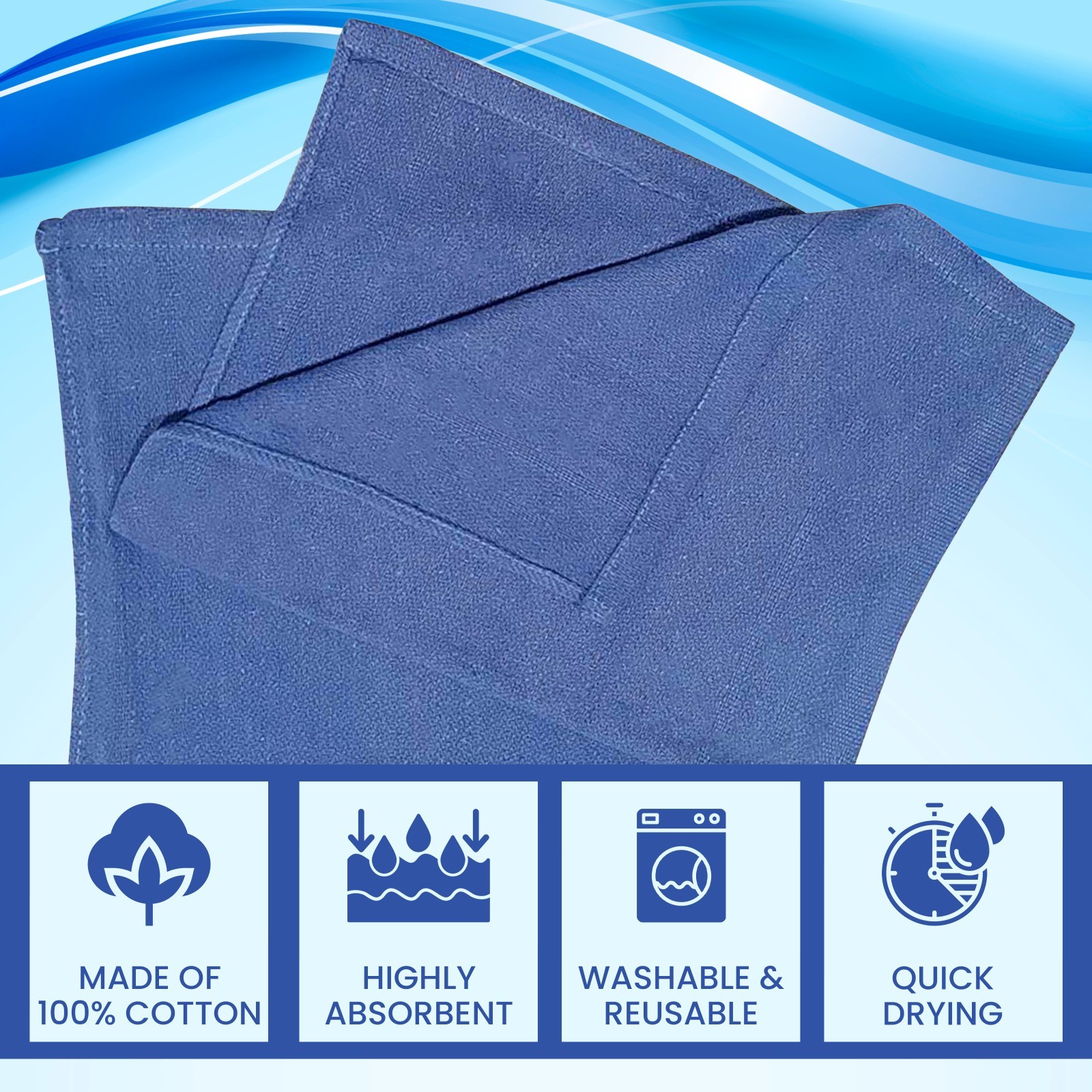 Blue Huck Towels Cleaning Rags – Multi Purpose Cleaning – NEW