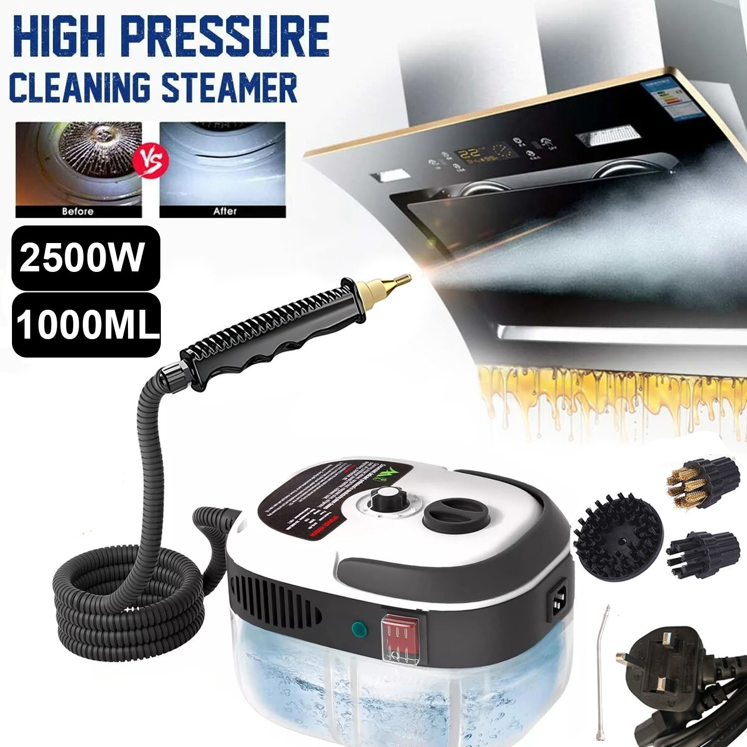 2500W Car Detailing Steamer High Pressure Handheld Steam Cleaner Household US