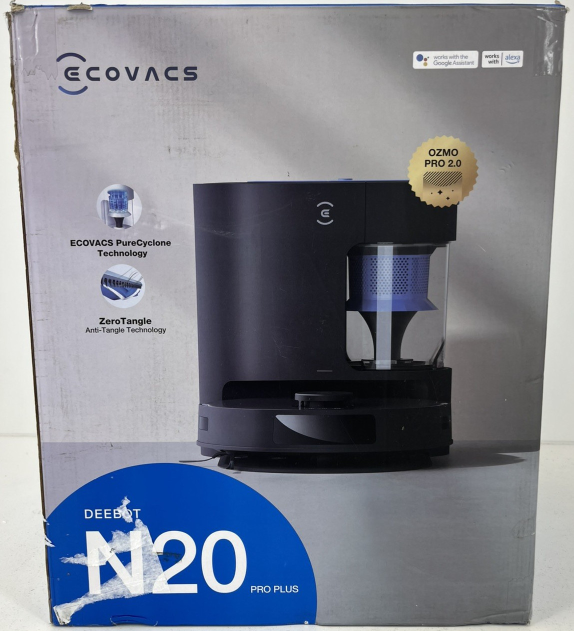 ECOVACS Robotics – DEEBOT N20 PRO PLUS Vacuum & Mop Robot – Black OPEN BOX