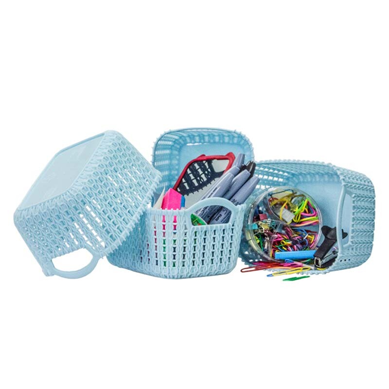 4 Pcs Weave Basket Storage Organizer Bins Portable Stackable Weave Storage Boxes