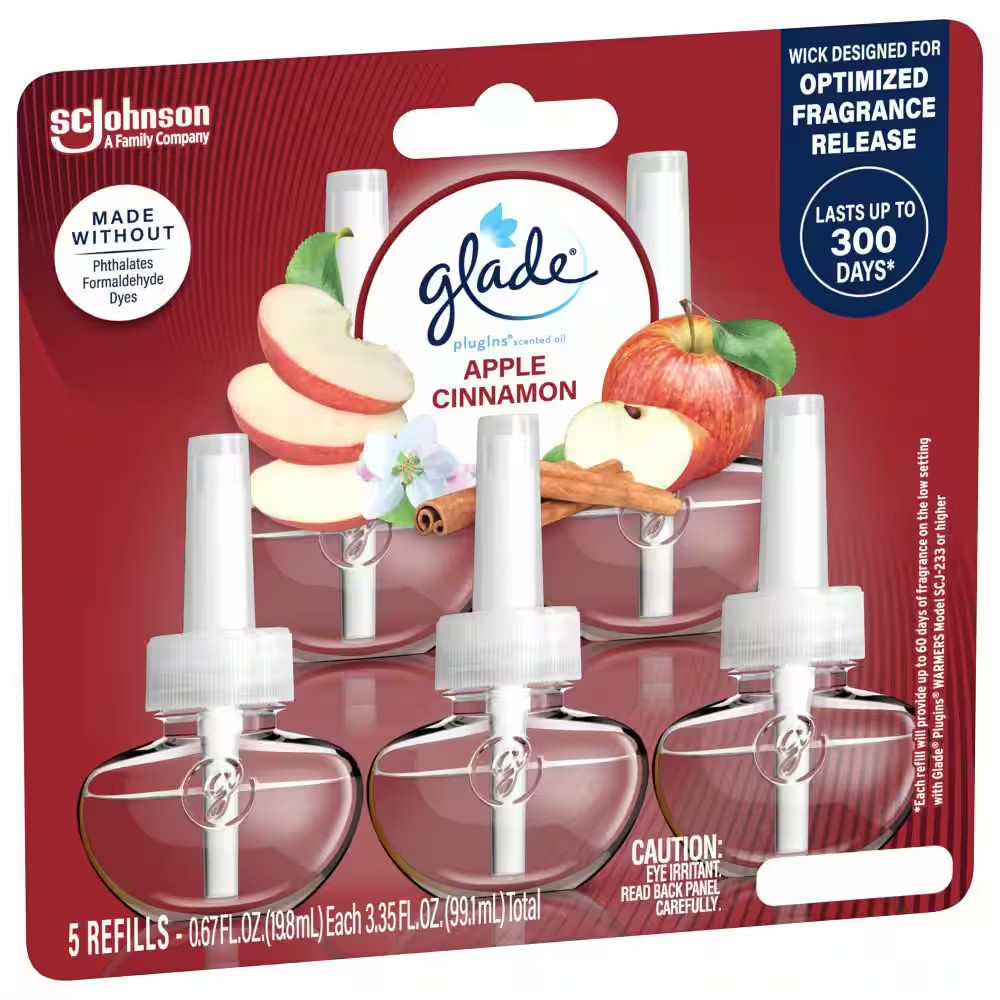 3.35 Fl. Oz. Apple Cinnamon Scented Oil Plug-In Air Freshener Refill (5-Count)