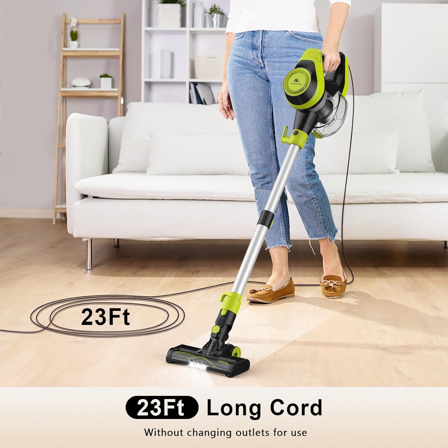 23Ft Corded Vacuum Cleaner,2 Operation Mode Powerful Suction Stick,19”-30”
