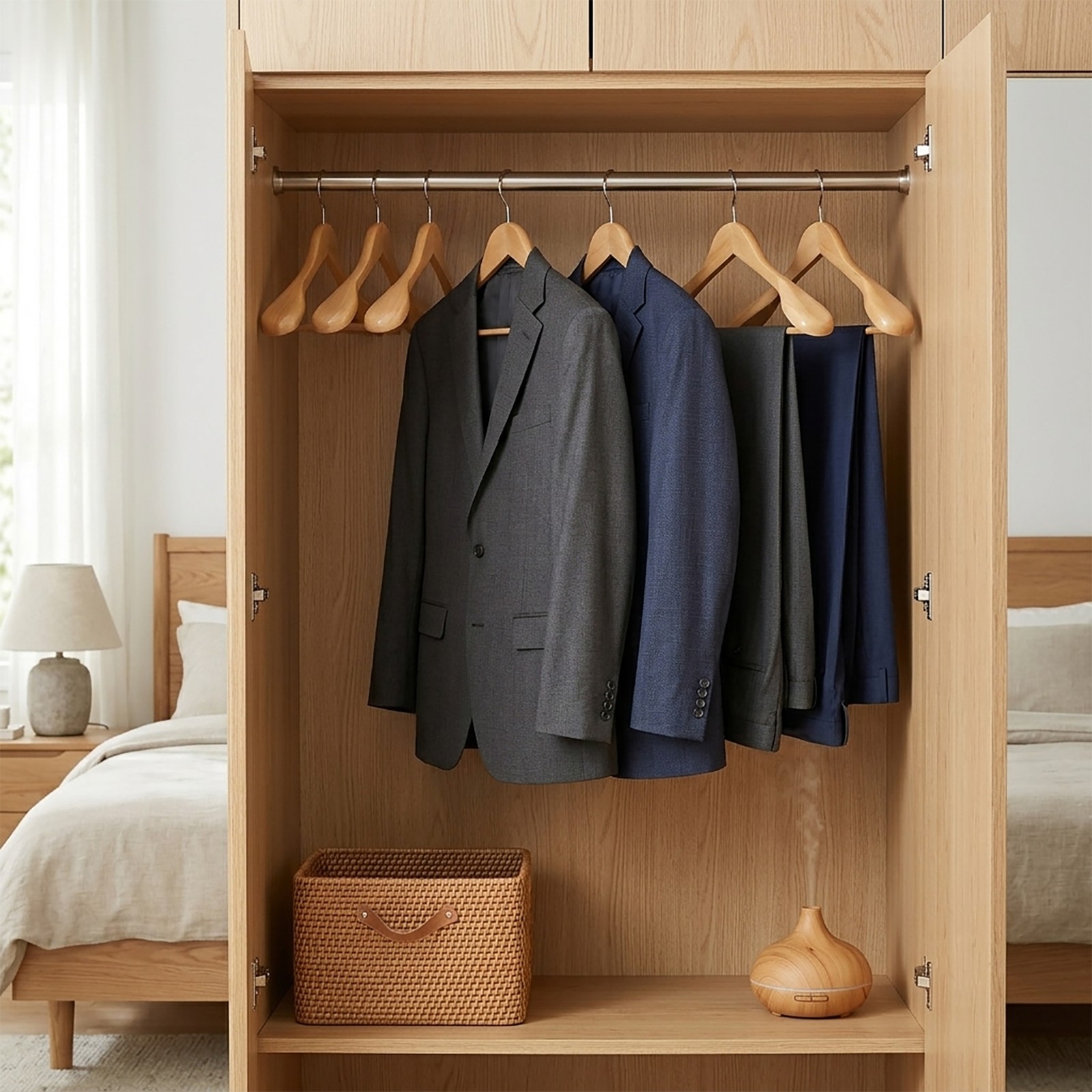 Premium Wooden Hangers 12 Pack Wide Shoulder Suit Coat Hanger w/ 360 Swivel Hook
