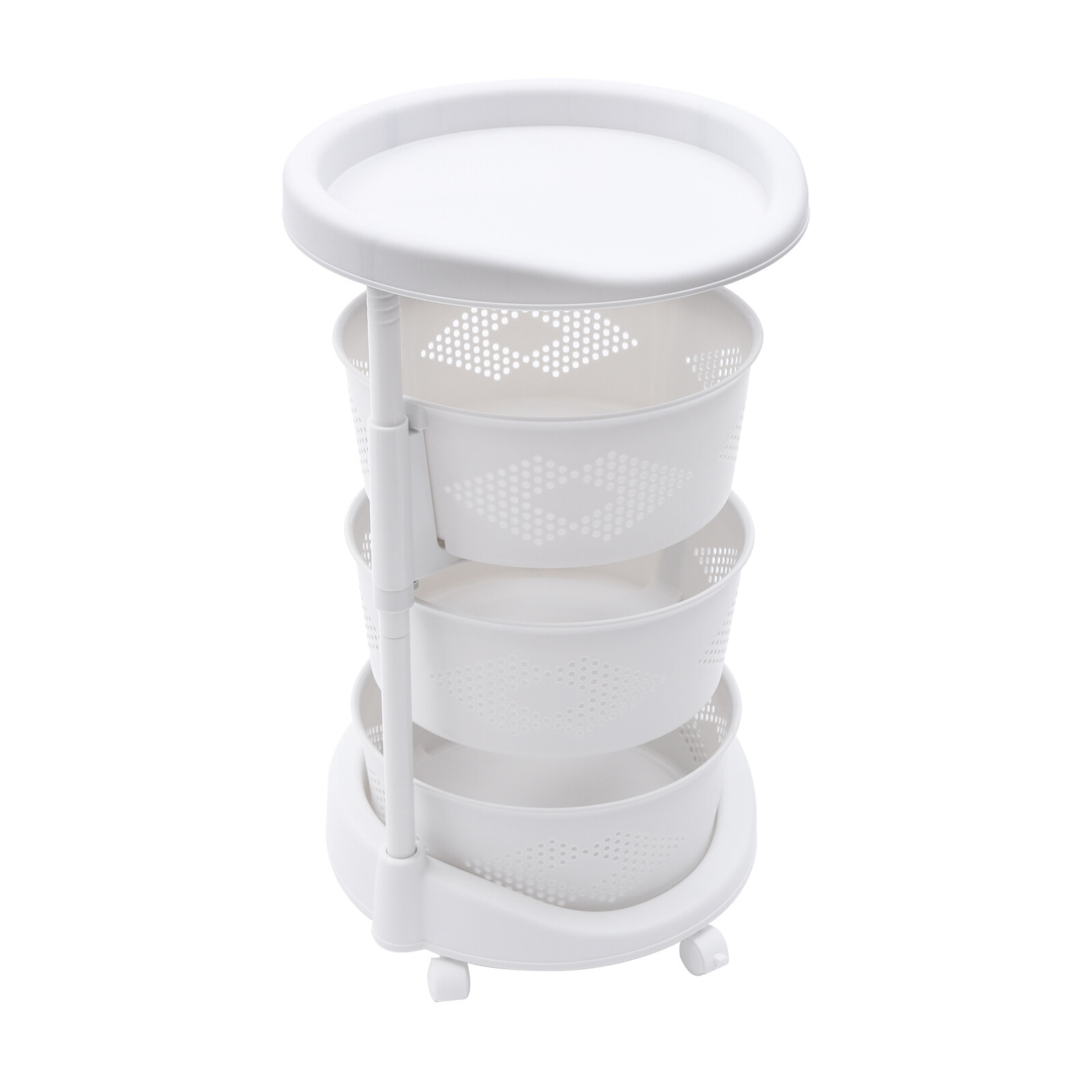 3-Layer Kitchen Storage Cart with Rotating Baskets for Fruits and Vegetables