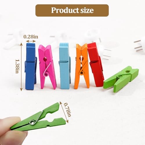 1.35 Inch Mini Clothes Pins for Photo – Colorful Small Clothes Pins – 100 Pcs