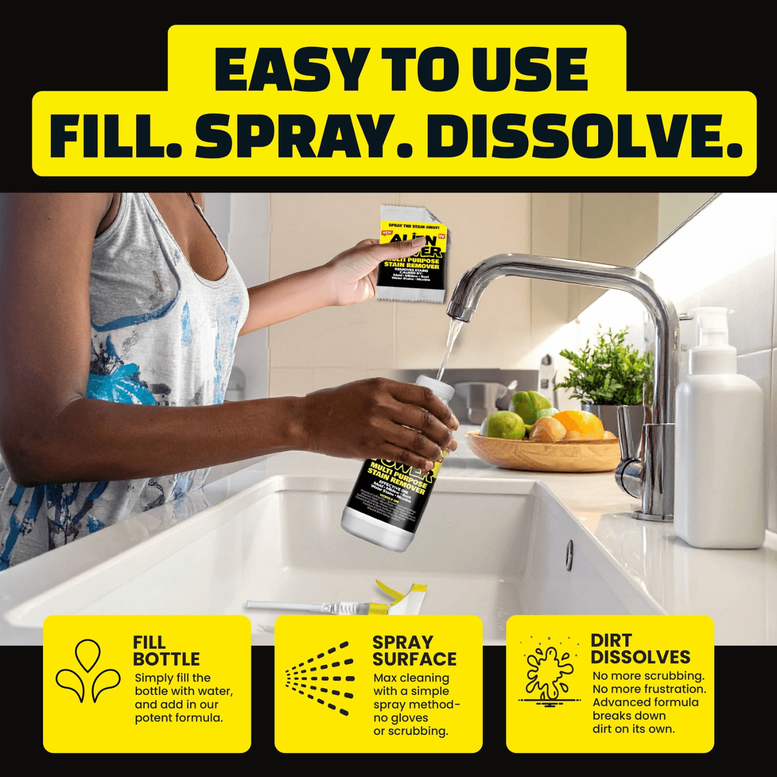 Alien Power Stain Remover Kit – Mold, Mildew & Algae Cleaner with Spray Bottle