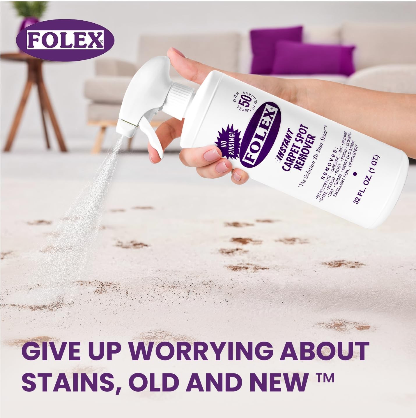 12 Pack Folex Instant Carpet Spot Remover, 32 oz – Removes Pet Accidents, Grease