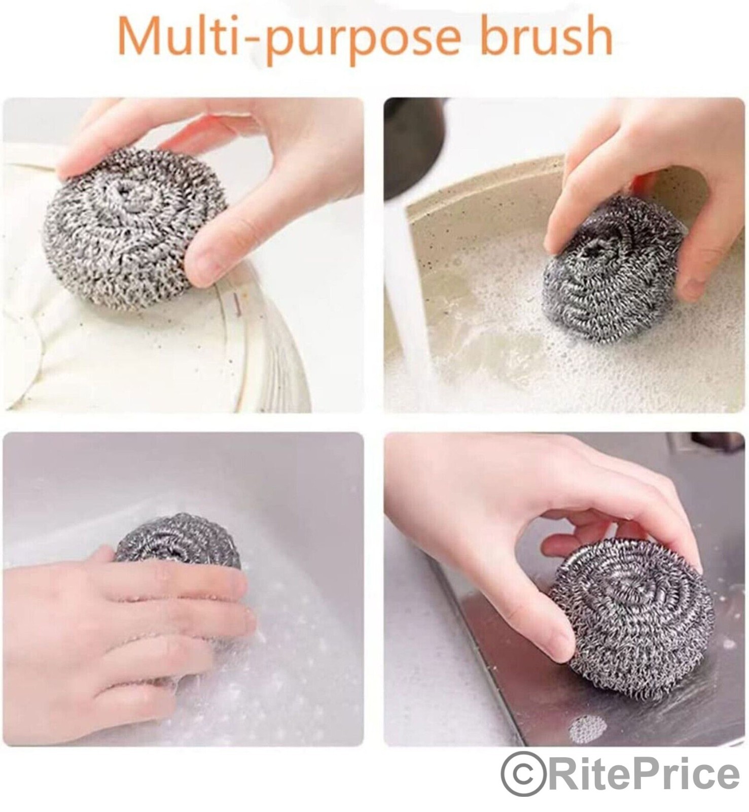 12PCS (2 Pack) Stainless Steel Sponges Scrubbing Scourer Pad For Kitchen – New