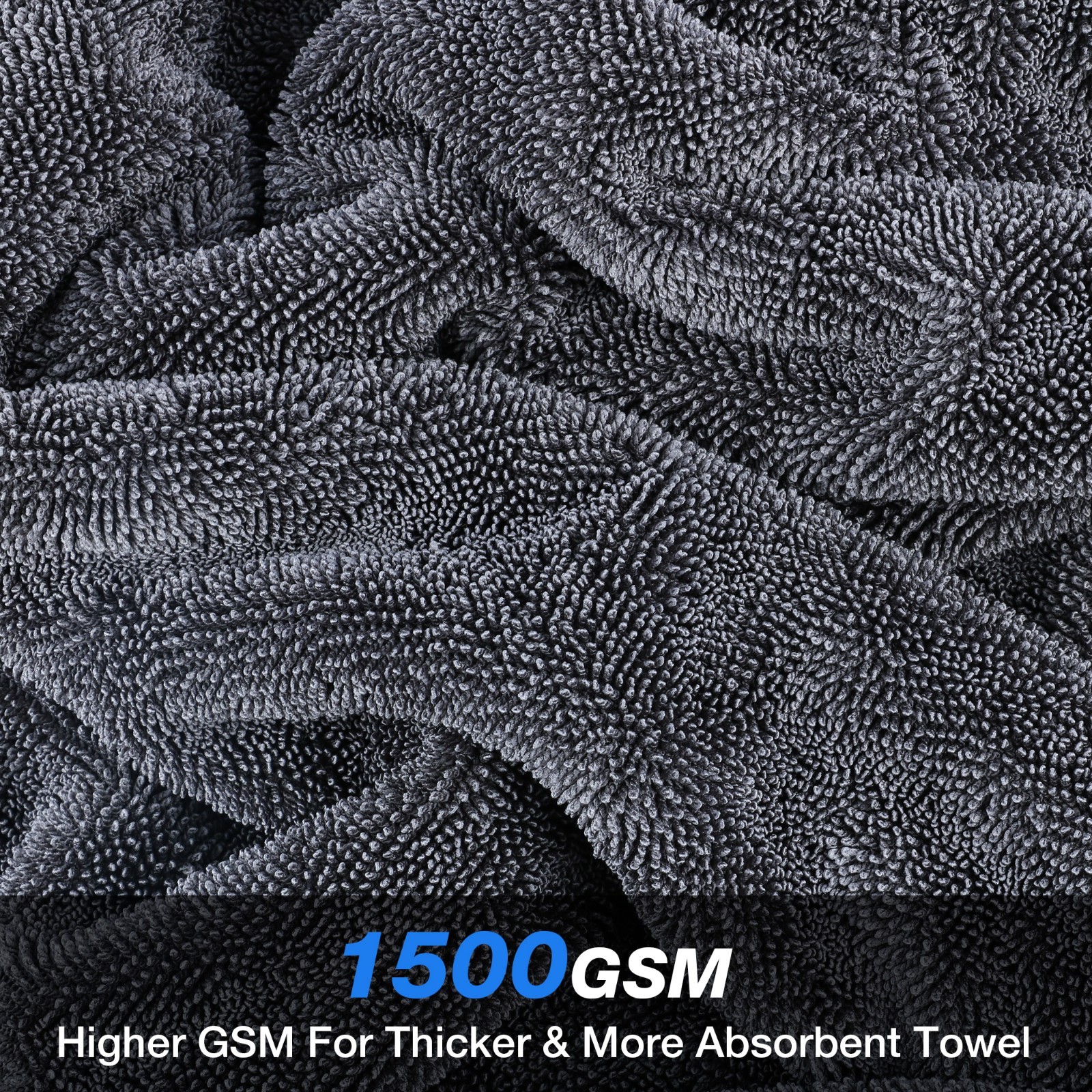 Water Absorbing Car Wash Microfiber Drying Towel Twisted Loop 24 x 35″ 1500GSM