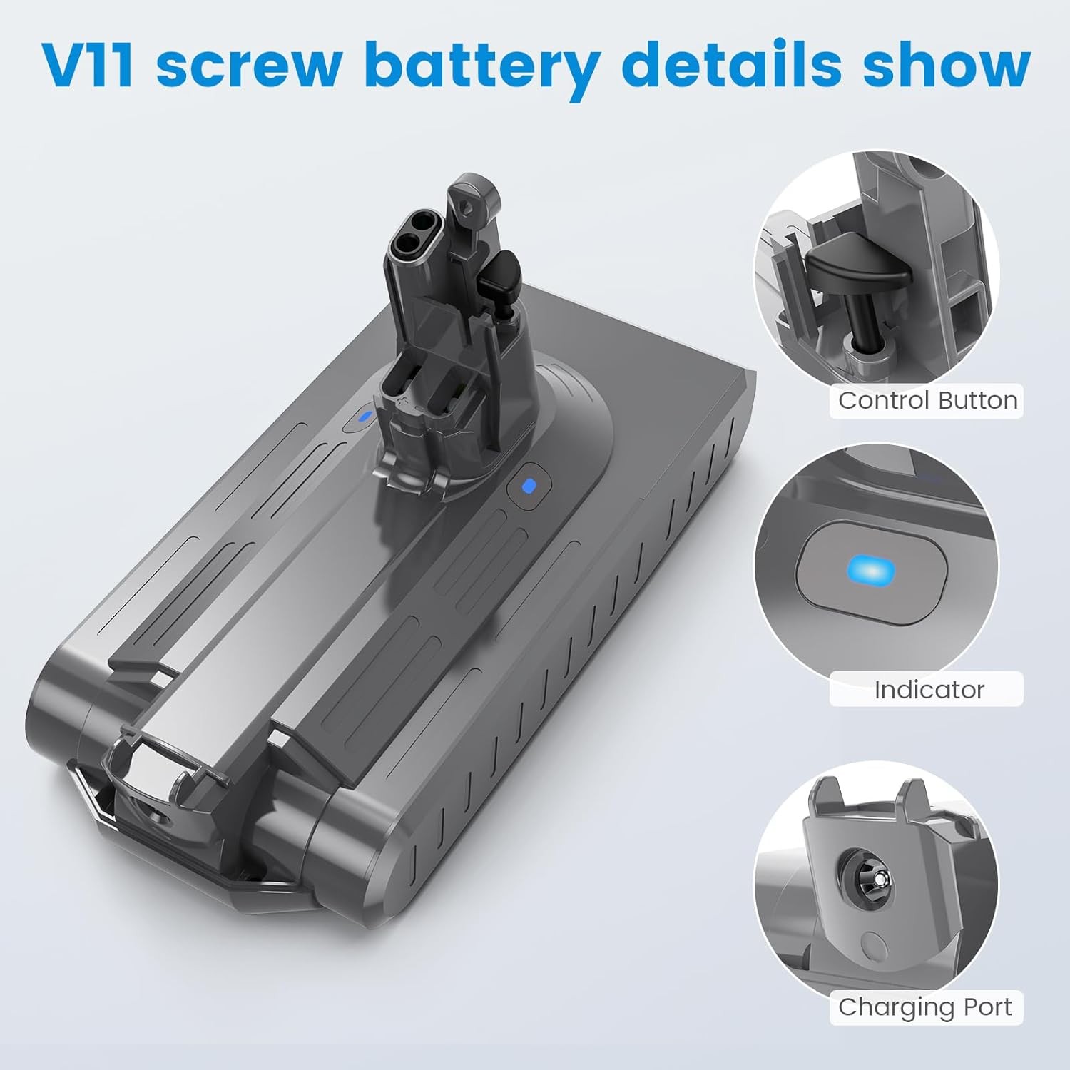 8000mAh 25.2V Screw-in Battery for Dyson V11 SV14 Absolute V11 Animal Vacuum