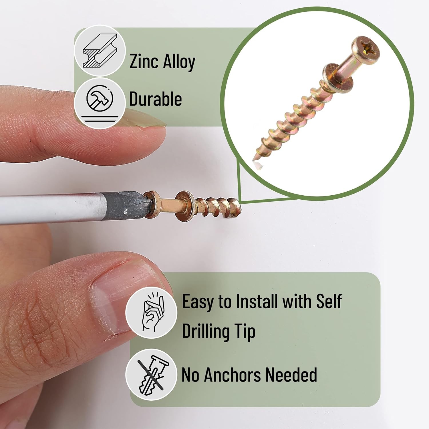 Mr. Pen- Bear Claw Hangers, 50 Pack, 4-in-1 Hanging Screws for Onesize, Gold