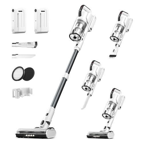 Cordless Vacuum Cleaner, 2 Batteries 140 Mins Runtime 600W 50Kpa Stick Vacuum