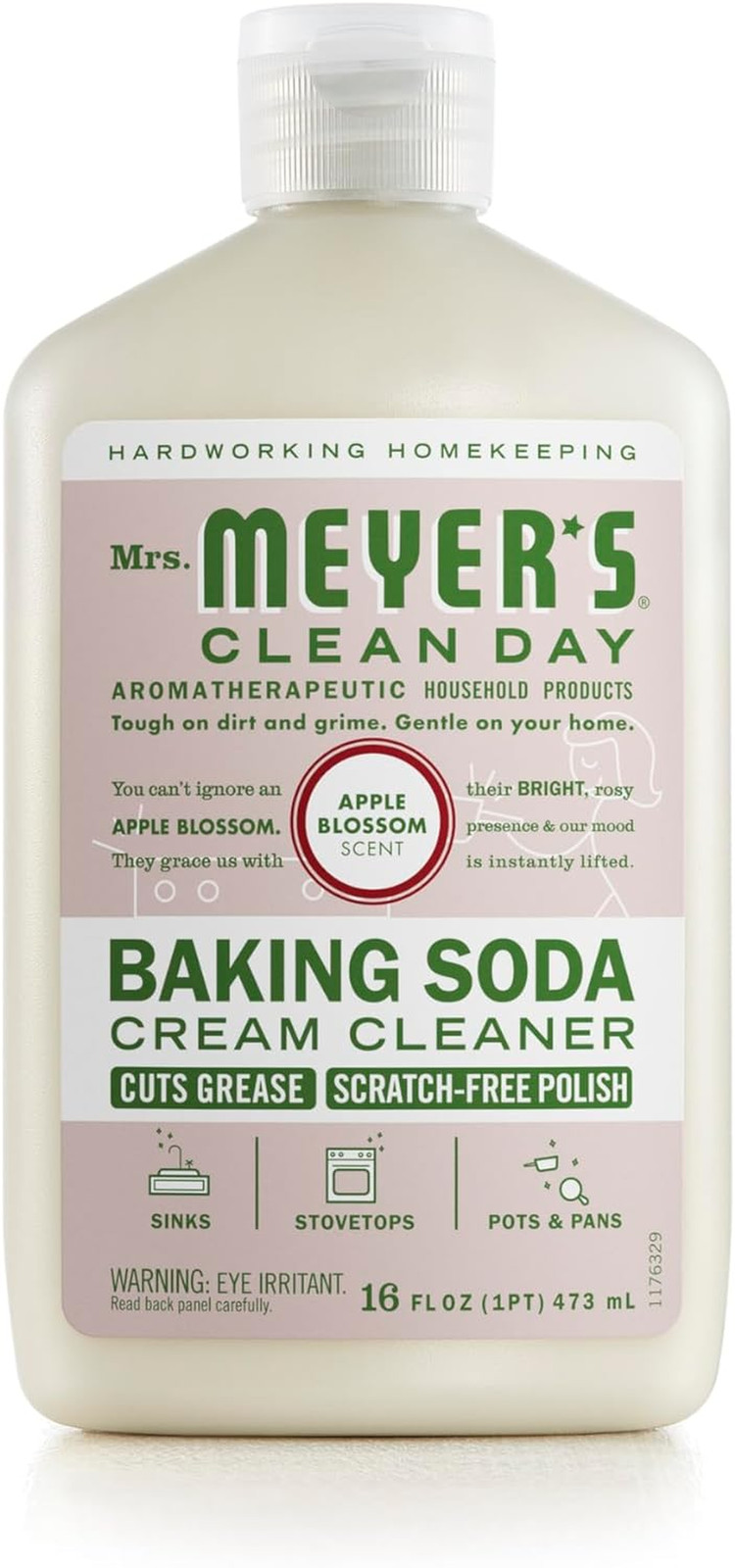 Mrs. Meyer’s Clean Day Baking Soda Cream Cleaner, Cuts Grease, No Scratch, 16oz