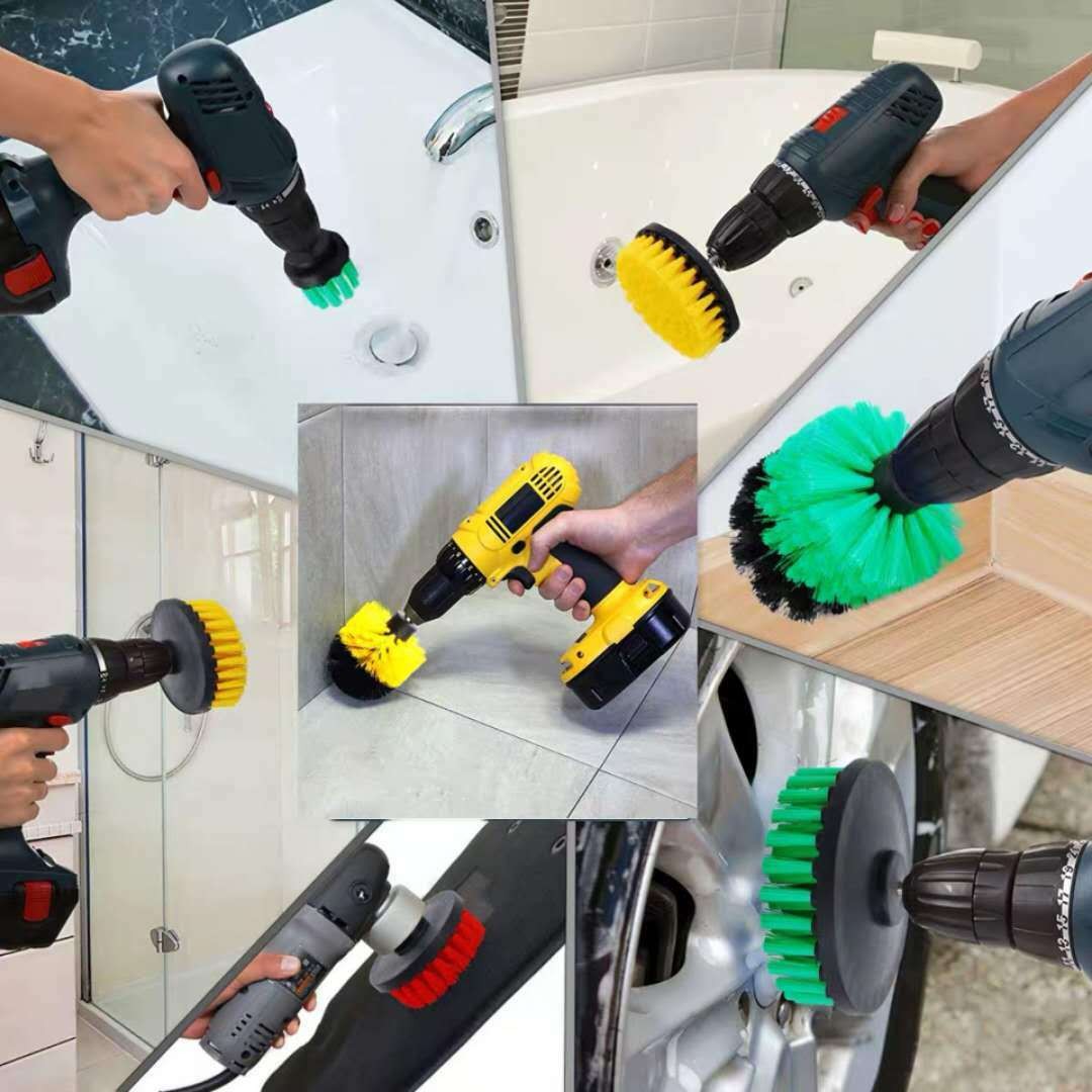Drill Brush Set 12 pc Tile Grout Power Scrubber Cleaner Spin Tub Shower Wall