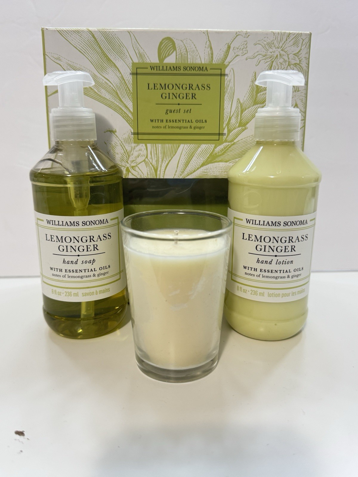 Williams Sonoma Lemongrass Guest Set Soap Lotion Candle