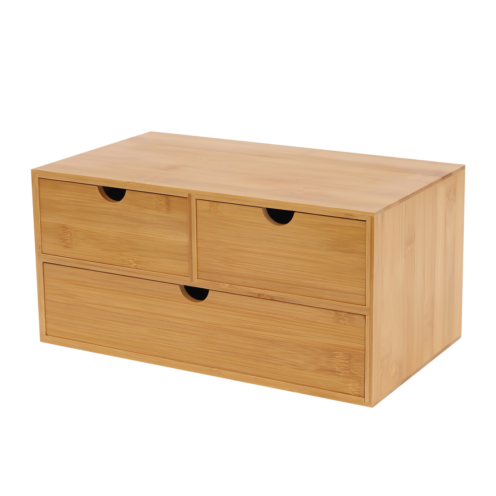 Bamboo Desk Organizer with 3 Drawers, Tabletop Storage Box No Assembly Required