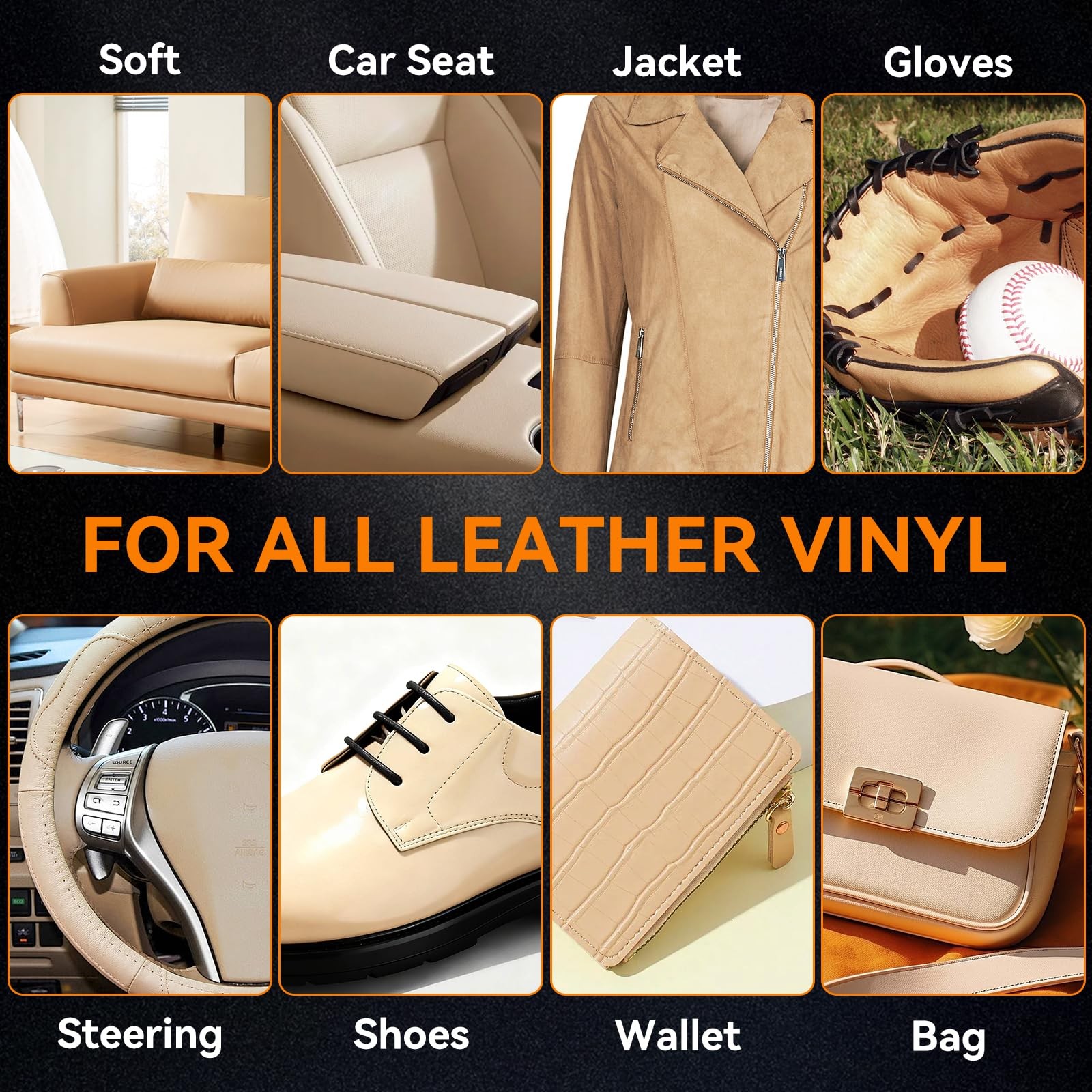 LUXGROVE® Beige Leather Recoloring Balm, Leather Repair kit for Vinyl Furnitu…