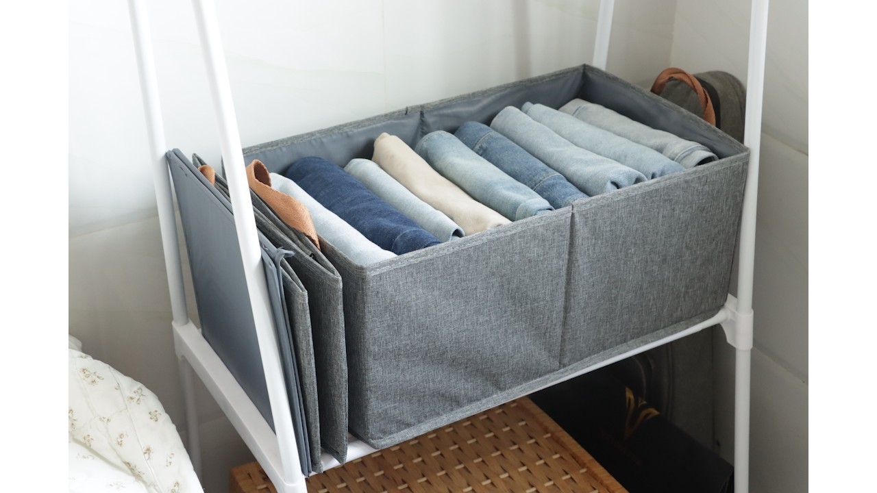 Pack of 3 Large Fabric Storage Bins 18.8x11x7.8 Inches Foldable Closet