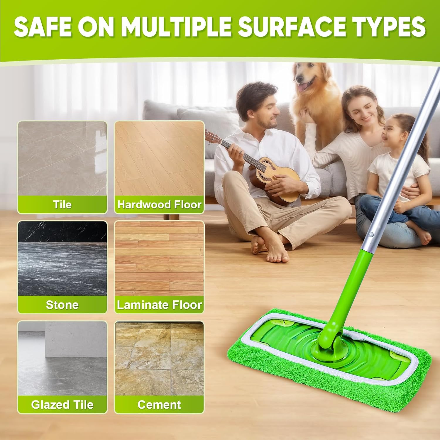 6 Reusable Microfiber Mop Pads 10–12 Inch Wet Dry Washable Refills