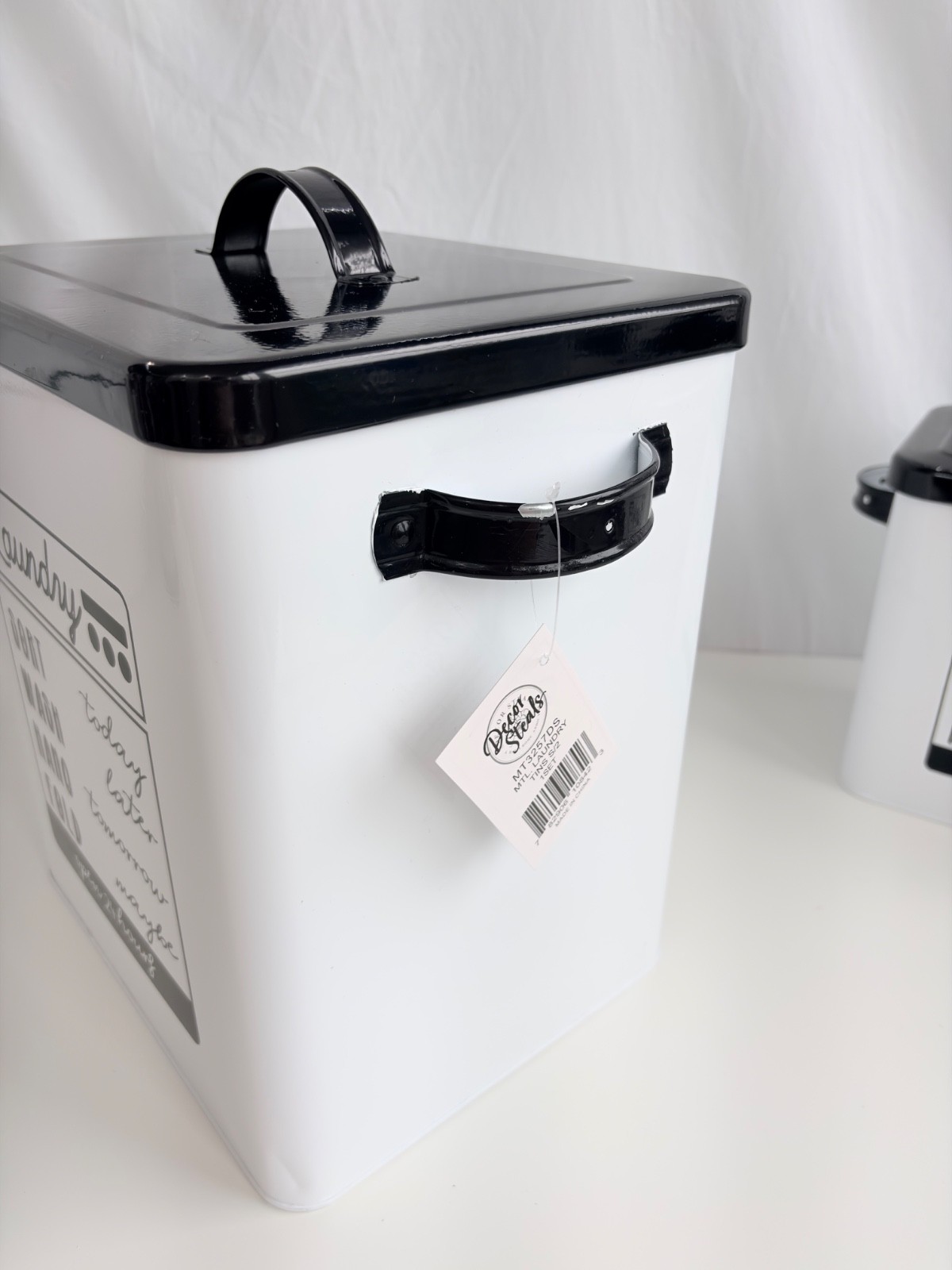 Decor Steals White Black Laundry Detergent Powder Storage Tin Boxes With Scoops
