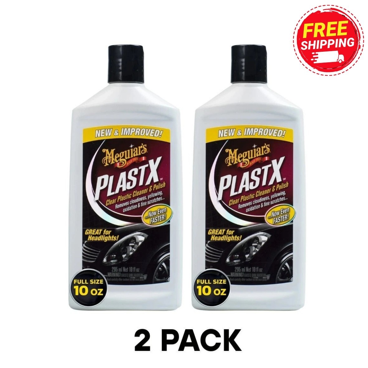 Meguiar’s Plast-X Clear Plastic Cleaner and Polish 10 fl oz Pack of 2