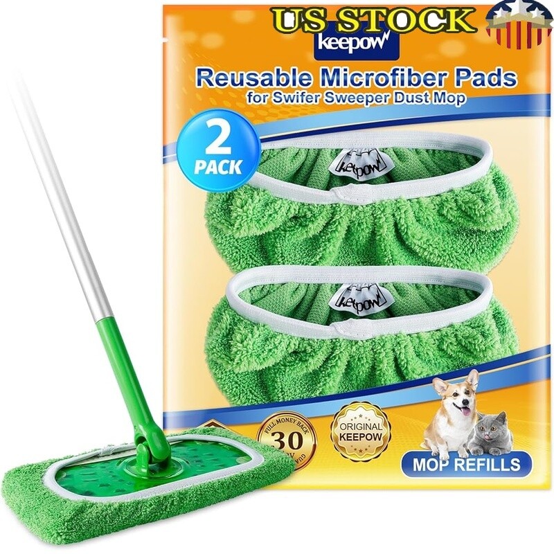 Microfiber Mop Pads Swiffer Mop Reusable Washable Wet Dry Cleaning 2 Pack New