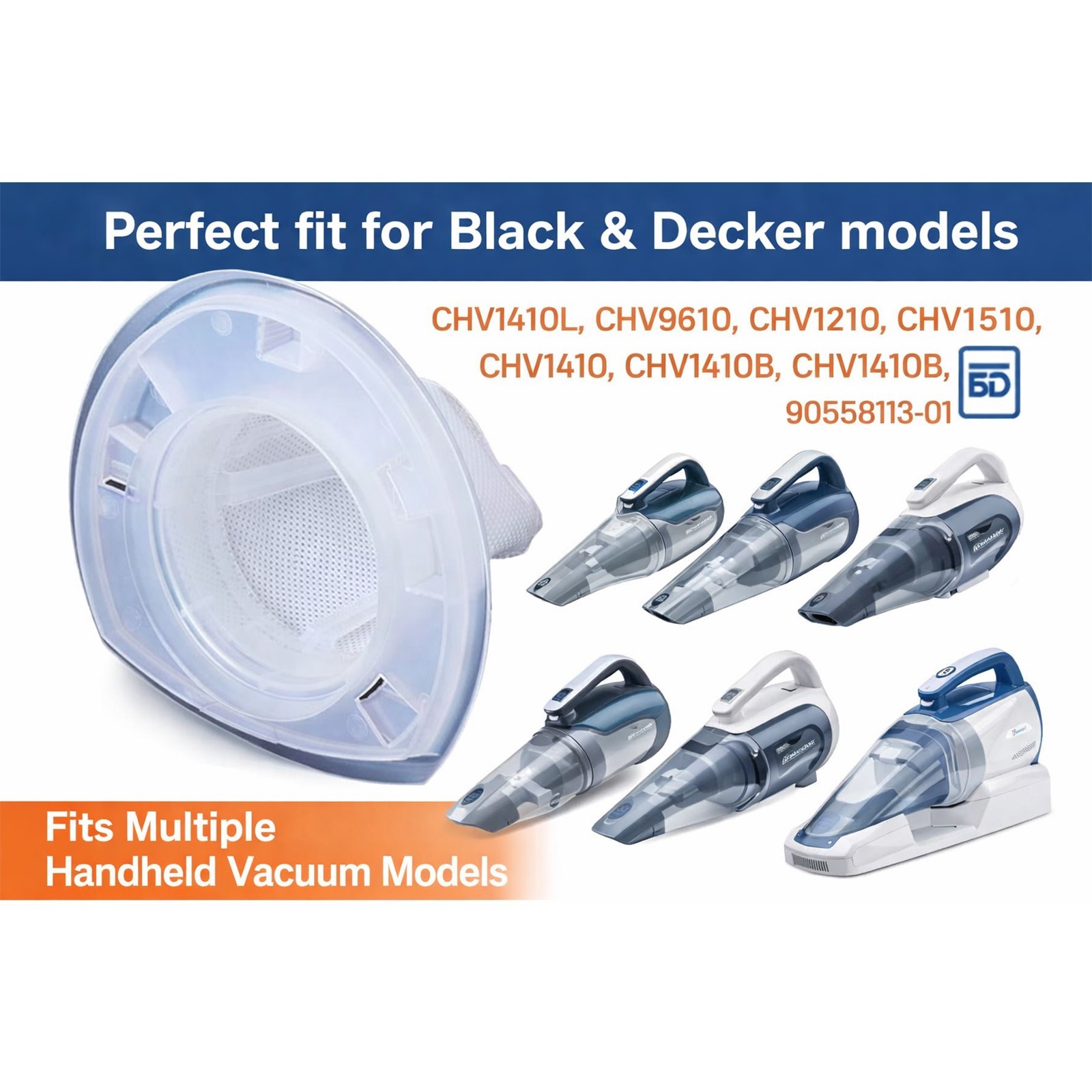 Masterpart Vacuum Filters, 12-Pack,Compatible with Black & Decker VF110 filter.