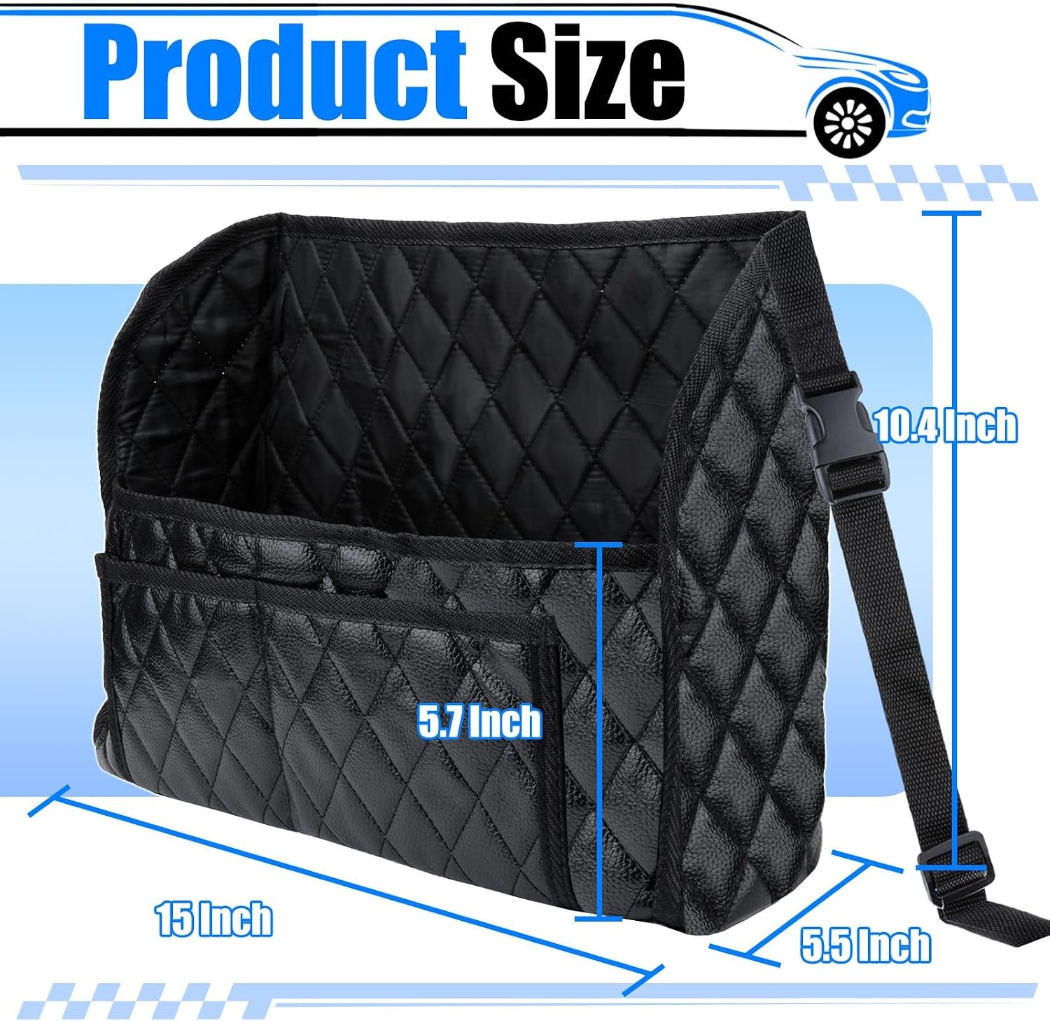 Car Purse Holder Between Seats, Leather Auto Front Seat Handbag Organizer
