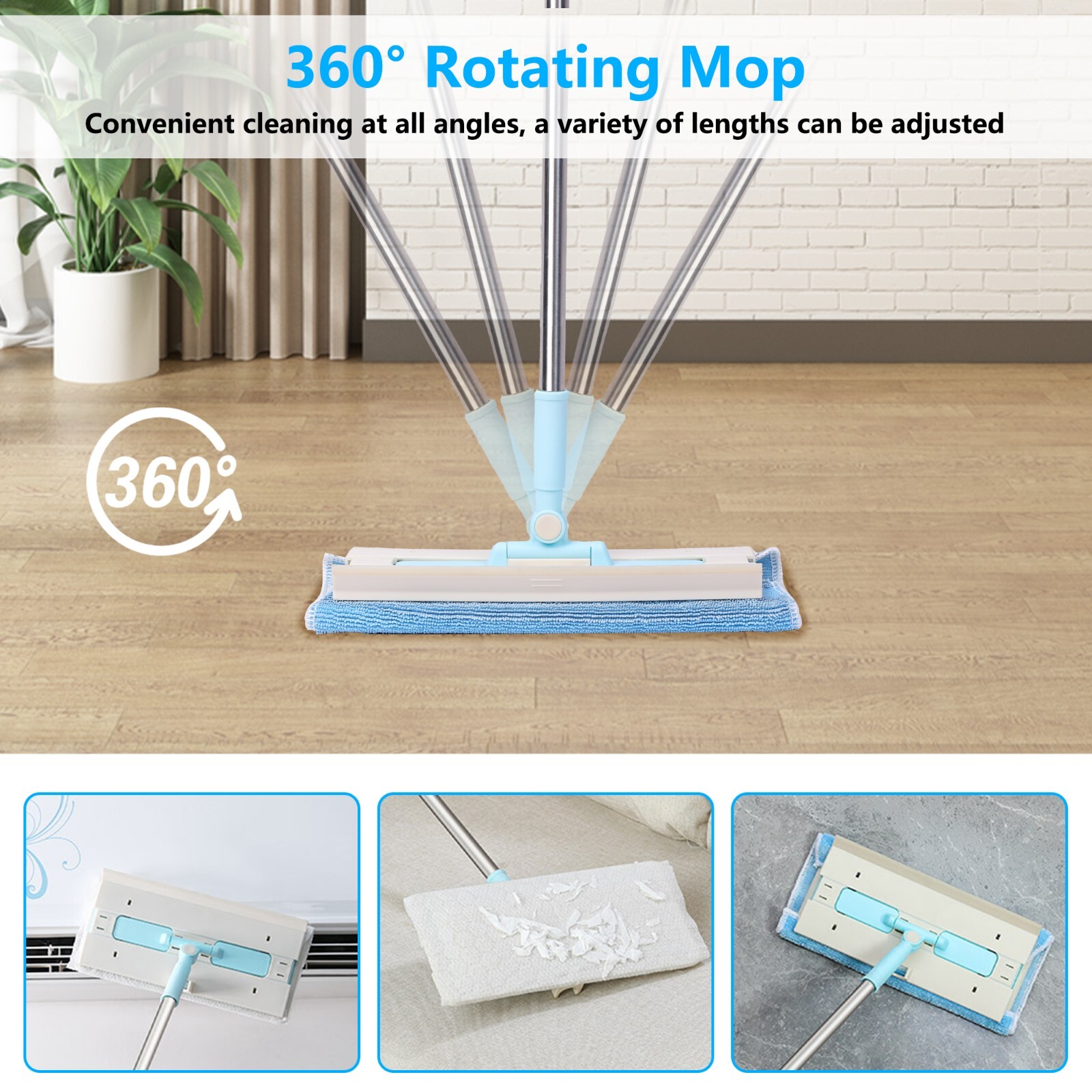 Multifunct Stretchable Dust Mop Microfiber Mop for Floor Wall Cleaning Dry Damp