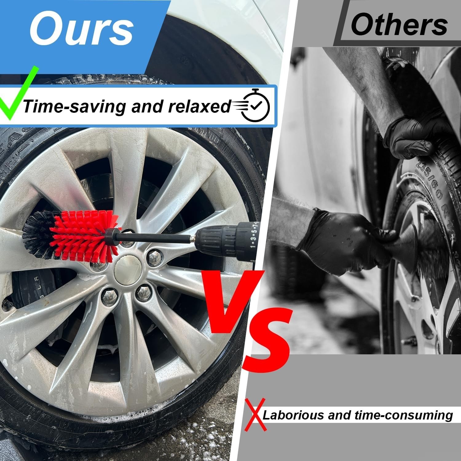 Wheel Brush Kit, Soft Drill Wheel Cleaner Brush, No Scratches Highly Dense Ca…