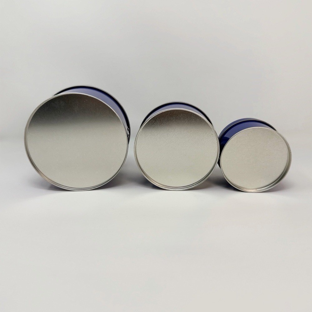 Blue Nesting Storage Tins Set of 3 Minimalist Home Organization Decor