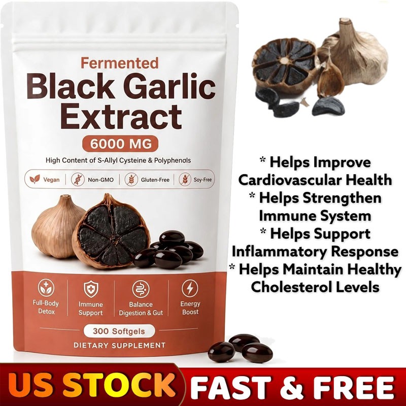 Fermented Garlic Extract 600mg Softgels (300 Count) – Odorless Aged Garlic Extra