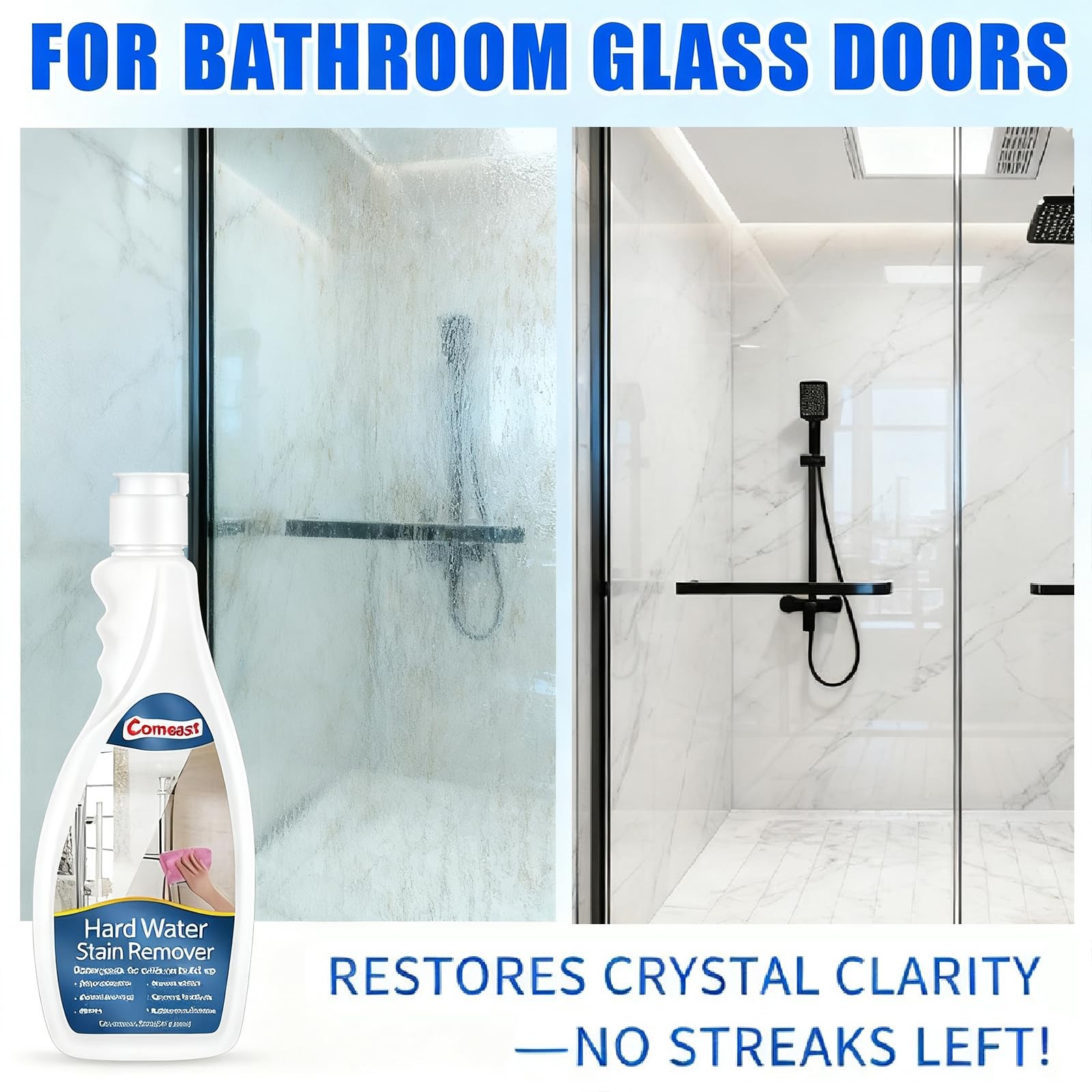 Hard Water Stain Remover for Shower Glass Doors,Water Spot & Soap Scum